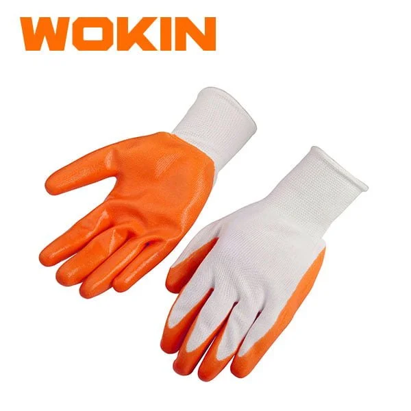 WORKING GLOVES (XL) POLYESTER ORANGE NITRILE